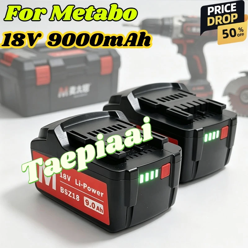 for Metabo 18V 6.0-9.0Ah Battery Power Tools Drill Driver Wrench Hammer Grinder for Metabo 18VBattery Asc30 Asc55