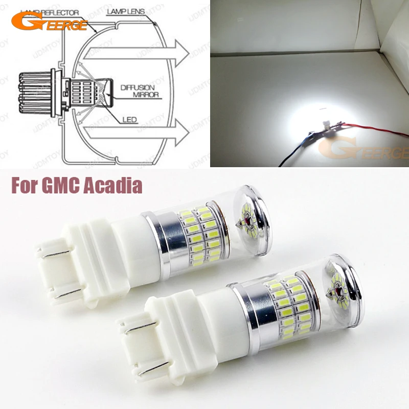 

For GMC Acadia 2007 2008 2009 2010 2011 2012 Excellent DRL Day Light Ultra Bright White Reflector 3157 LED Bulbs