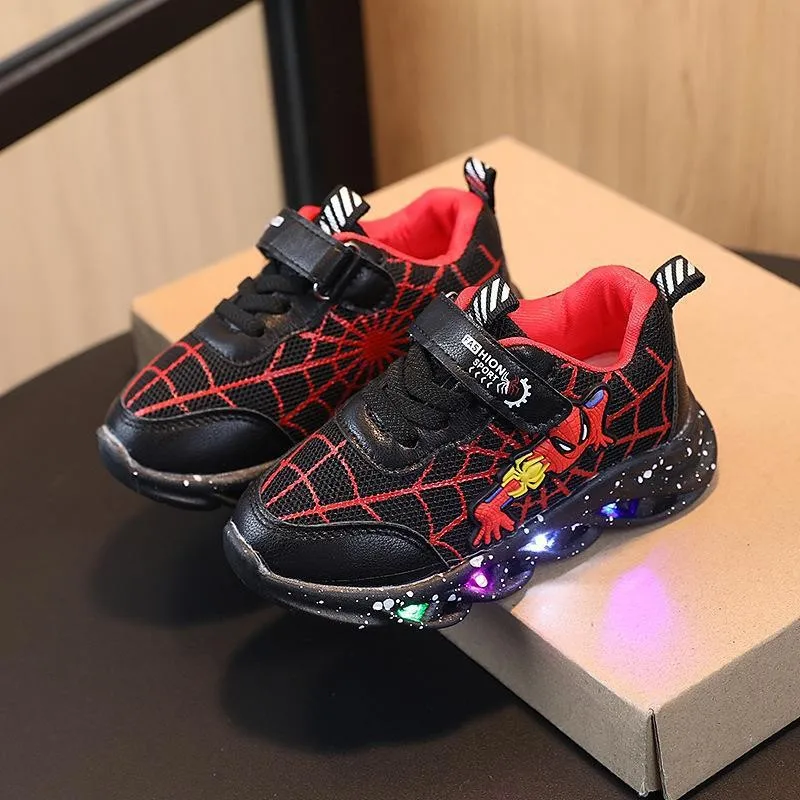 Disney cartoon boys Spider-Man cute Casual shoes con led light soft sports shoes for kids gift taglia EU 21-35