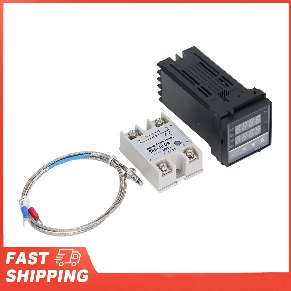 مجموعة منظم درجة الحرارة شاشة ديجيتال وحدة تحكم دقيقة في درجة الحرارة مرحل الحالة SSR ترموستات الحرارية للقياس