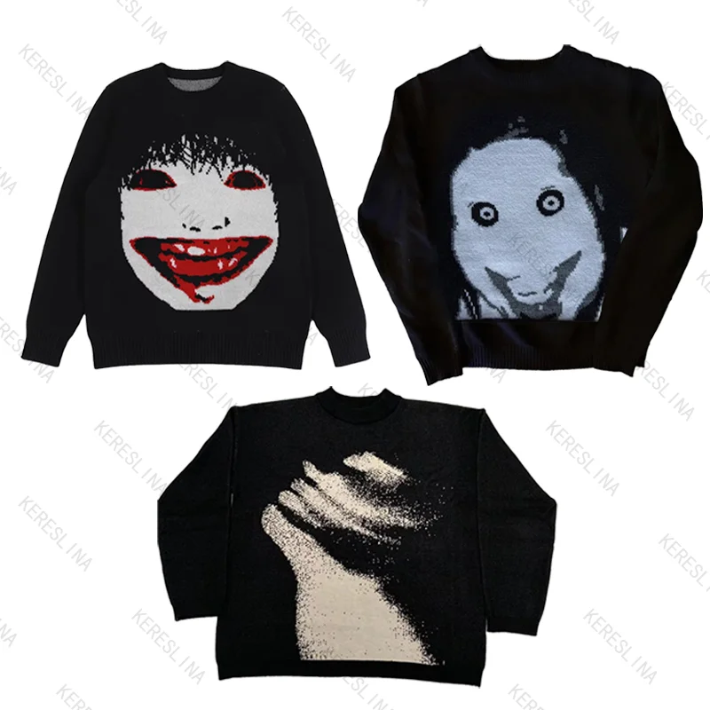 

2000s Autumn winter High street fashion comfort American vintage style Gothic popular knitted sweater versatile knitted sweater