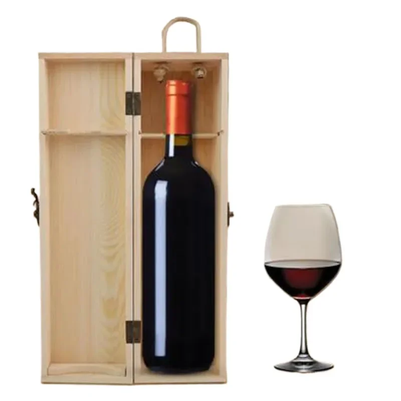 Wine Box Single Bottle Red Wine Box Wooden Wine packing Box Carries Gift Bar Accessories Whiskey Packing Wine Box