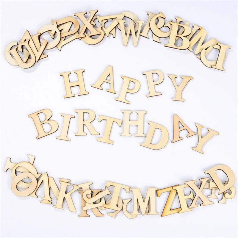 104PCS Wooden Alphabet Letters For DIY Crafts 3D Letters For Home Wall Decor