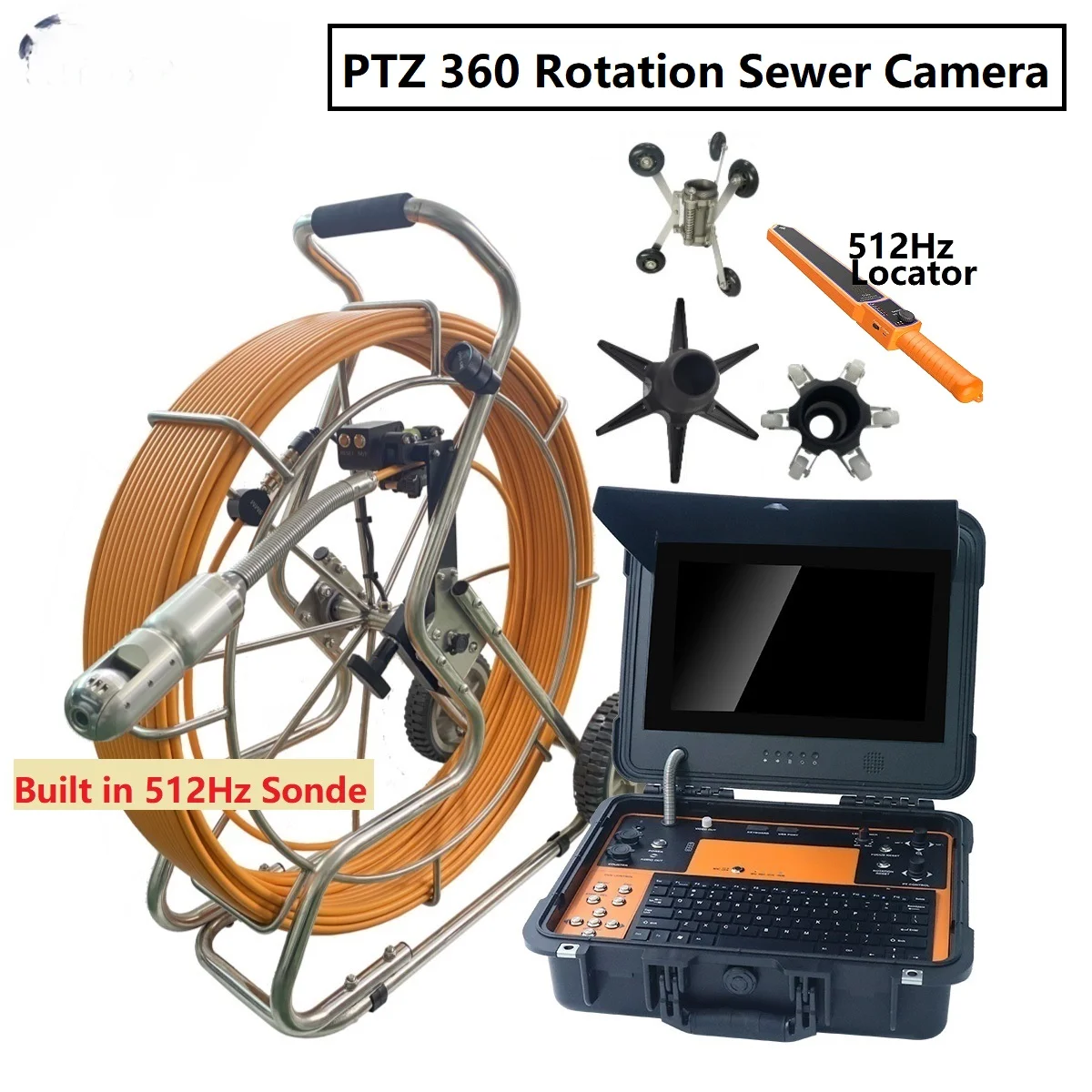 For PTZ 360 Rotation Sewer Camera 11mm Push Rod Pipe Inspection Waterproof IP68 13