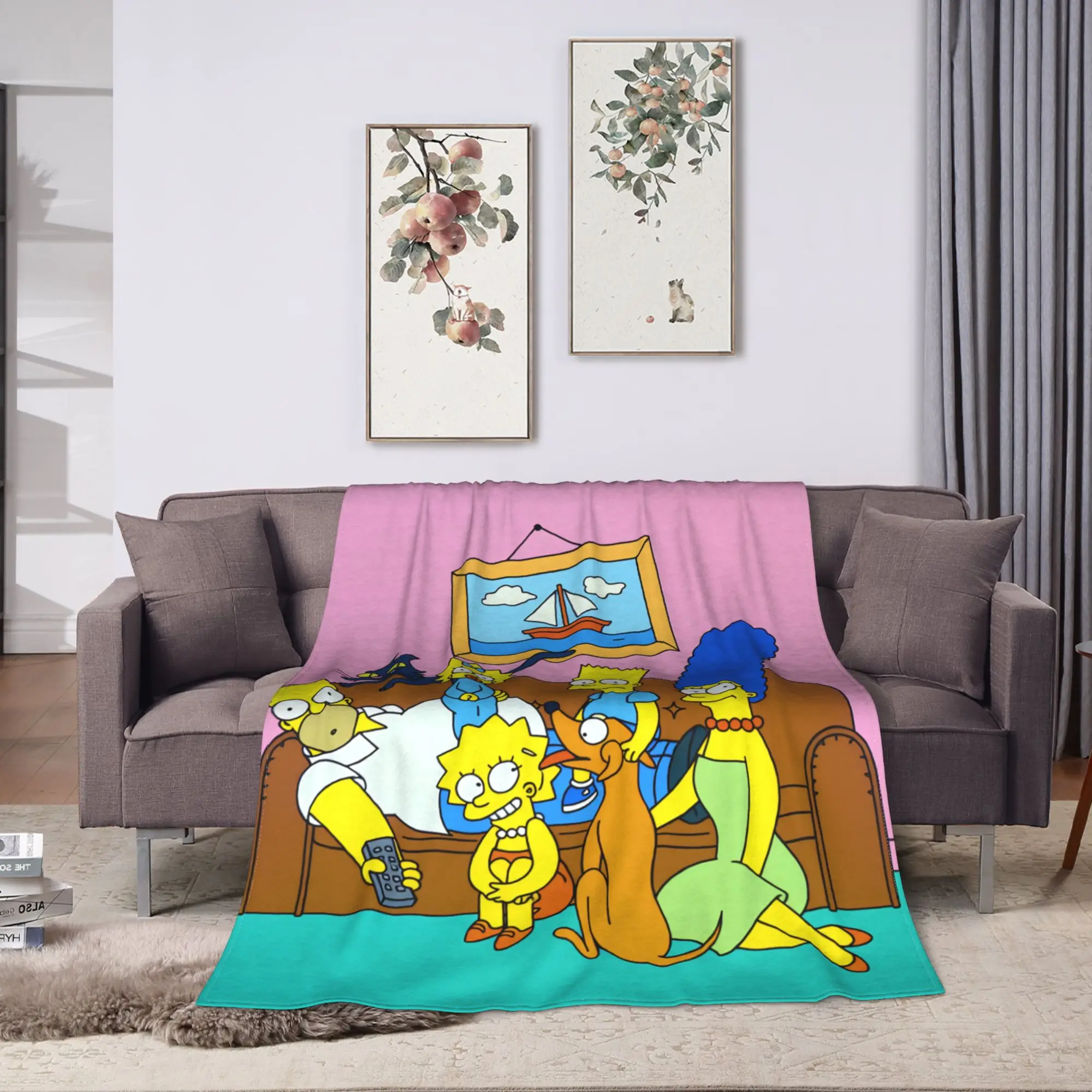Blanket The S-Simpsons Travel Office Flannel Bedding Throws For Couch Chair Super Warm Design Bedspread Birthday Present