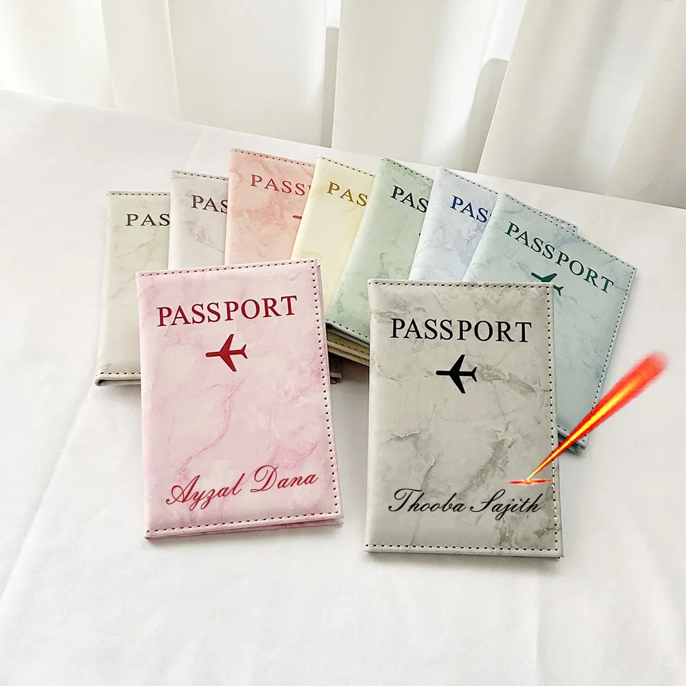 

Customize Name Passport Holder Travel Wallet Marble Patten Case for Passports Passport Cover With Personal Names