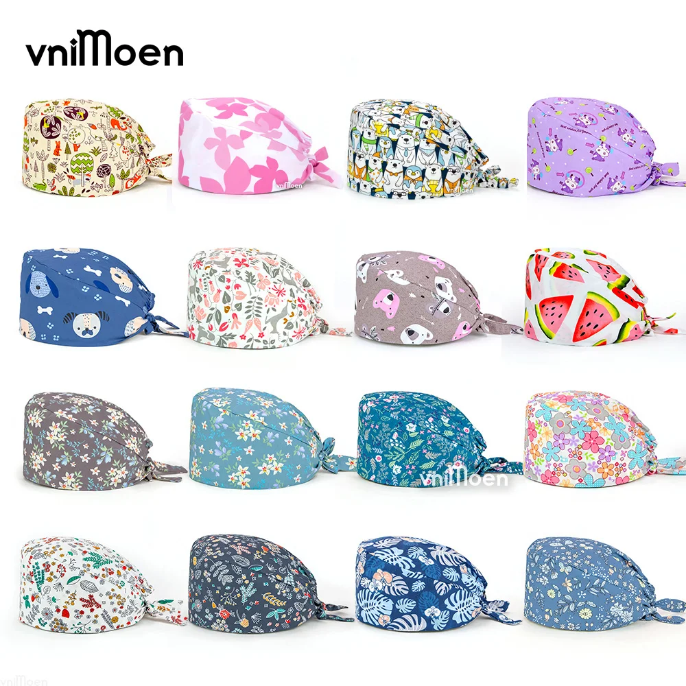 Gorros ajustables de algodón con estampado de dientes, gorros elásticos absorbentes del sudor, Unisex