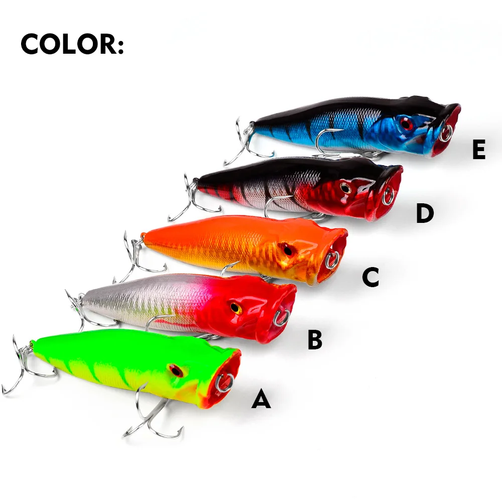 

Lot 1pcs Fishing Lure 12g 9.5cm Hard ABS Plastic Popper Lure 5 Color Crankbait Minnow Fishing Bait 4# Treble hook dw1704