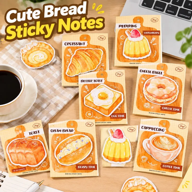 Simulation Bread Sticky Notes Realistic Food Shape Writable Message Tabs Reusable Page Markers for Student Notes Scrapbook