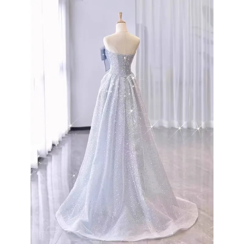 Robe de soirée pour femmes, tempérament de Banquet, légère, luxe, un mot, épaule, Niche, haut de gamme, Bar Mitzvah