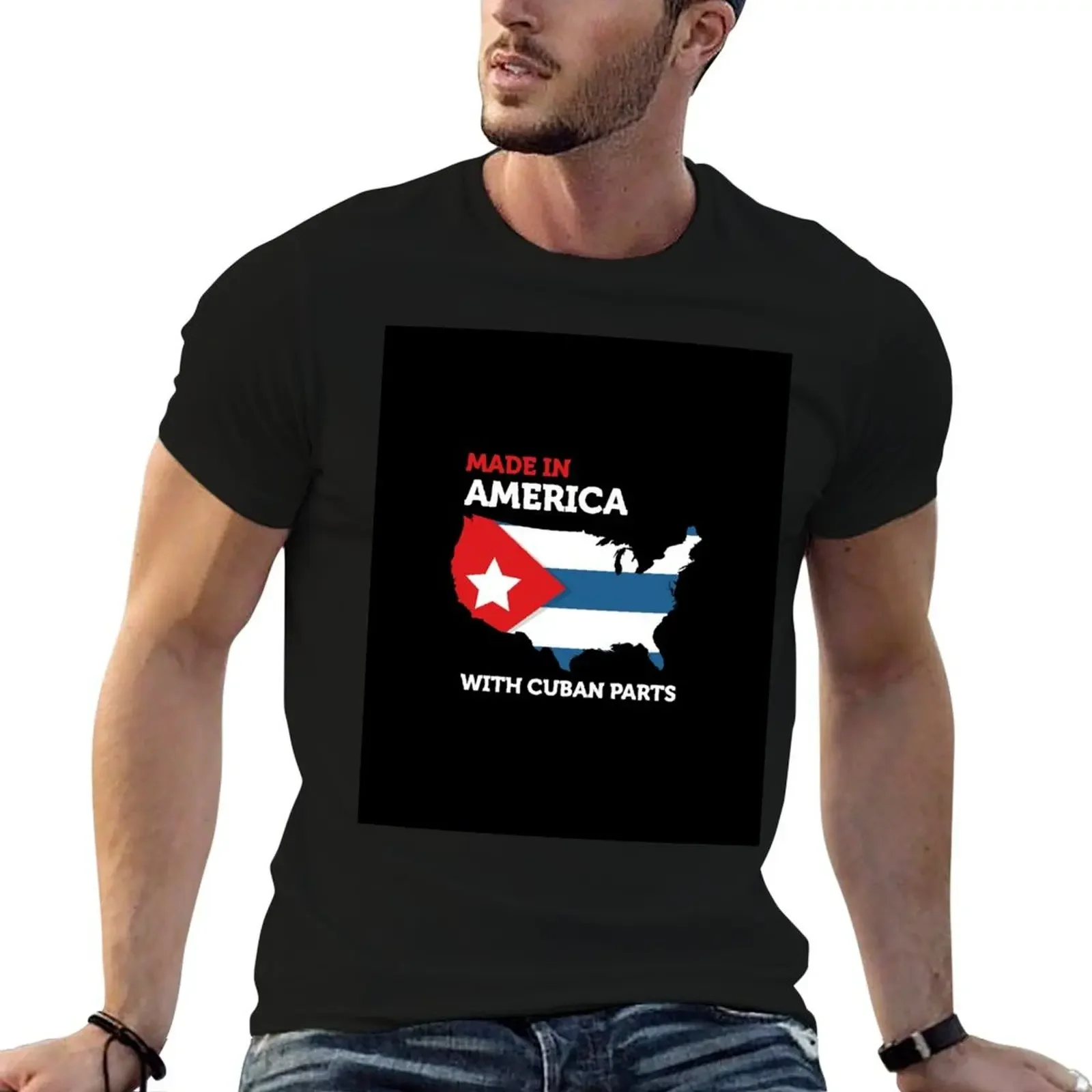 

Made in America With Cuban Parts Cuba USA Gifts Funny. T-Shirt Clothing funny costumes clothing for men