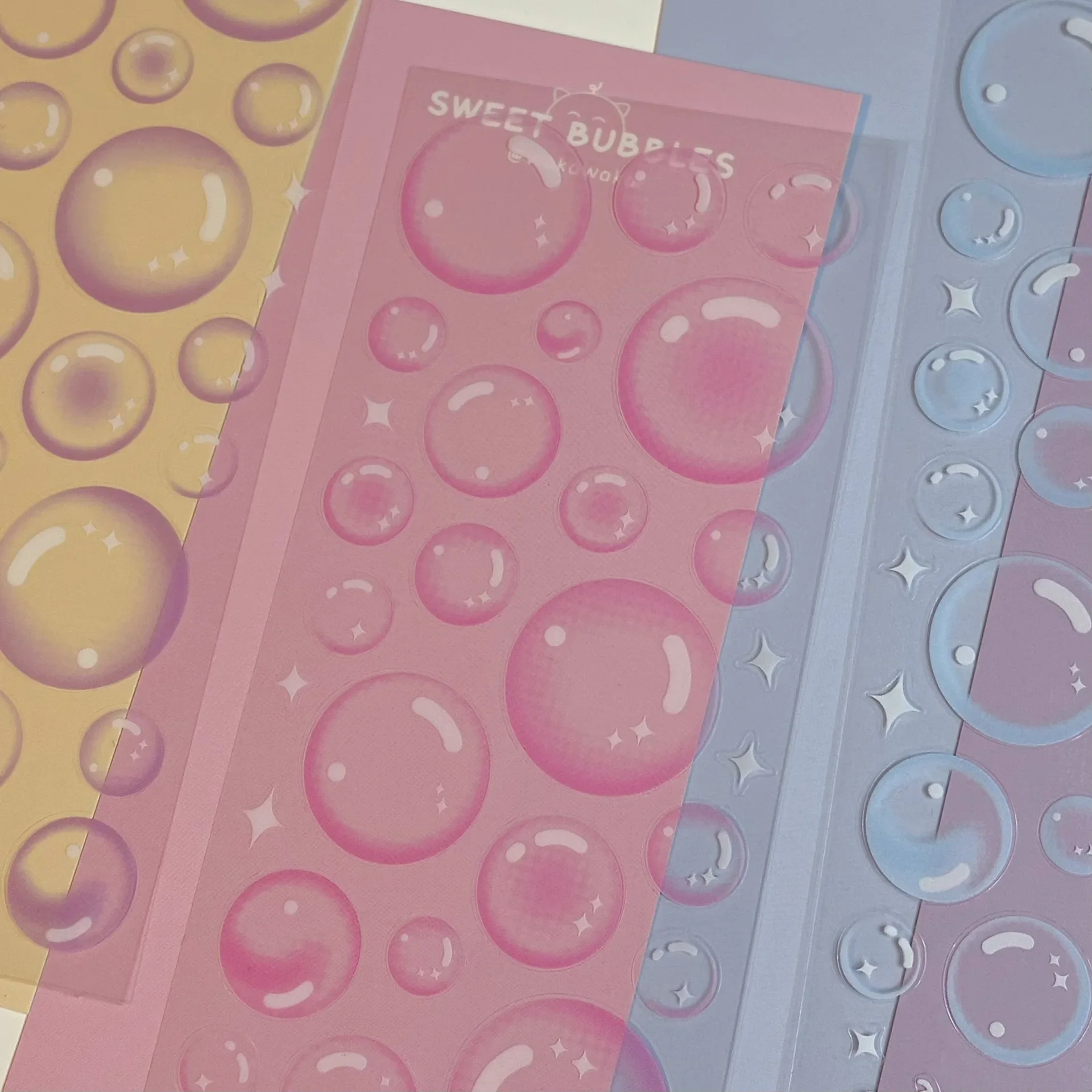 6Pcs Transparent Bubble Sticker Waterproof DIY Korea Photocard Stickers Journal Decoration Gift for Girl Student Stationery