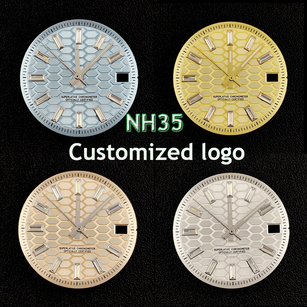 

Новые мужские часы NH35 с дорожным циферблатом, 28,5 мм, индивидуальный циферблат с логотипом, подходит для аксессуаров для часов с механизмом NH35