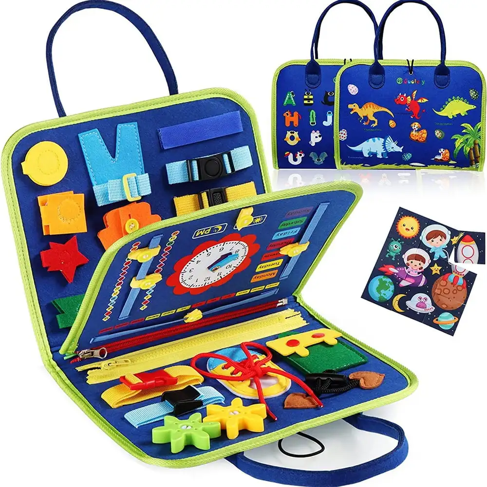 Busy Board Toys, Educational Developing Sensory Board for Basic Dress Skills, Gift for Boys Girls