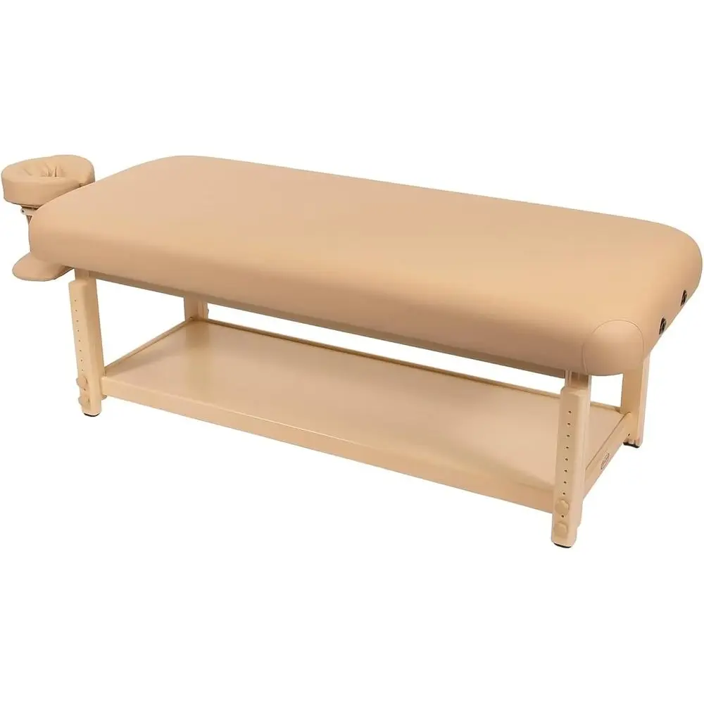 

Ergonomic Stationary Massage Table with Adjustable Headrest and Armrest - 3.5 Soft Foam, 30W x 73L, Beige