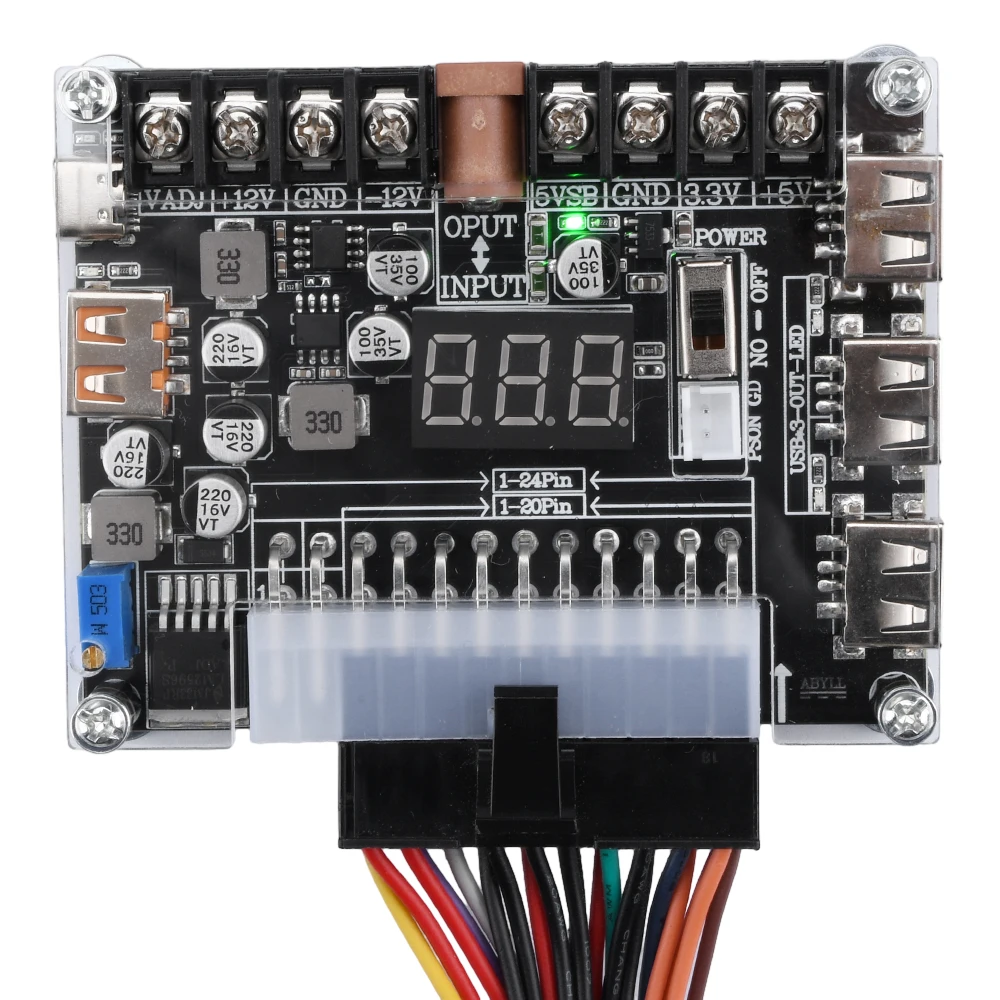 Diymore 20/24Pin ATX Pins ATX tabliczka zaciskowa i zestaw akrylowa skrzynka Adapter modułu zasilacza złącza