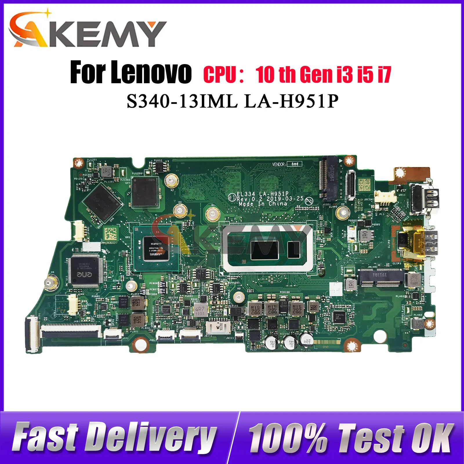 

For Lenovo Ideapad S340-13IML LA-H951P Laptop Motherboard with i3 i5 i7 10th Gen 8GB 16GB RAM 100% Tested OK