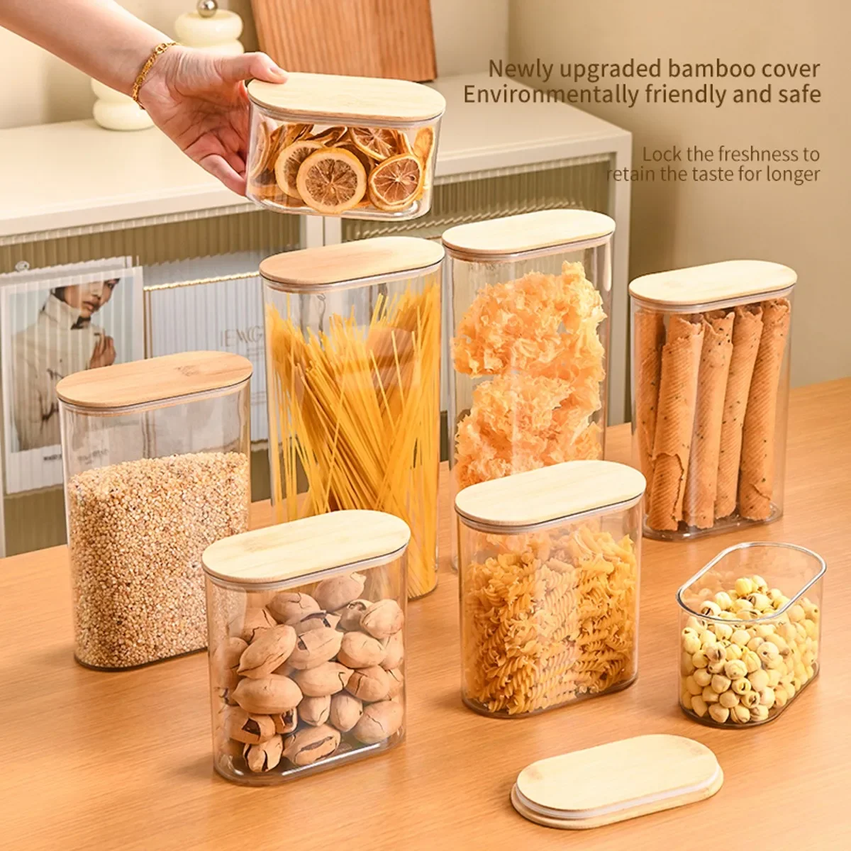 Recipientes de Almacenamiento con Tapas, Frascos Transparentes para Alimentos, Aptos para Despensa, Cafetería, Recipientes Herméticos para Organizar Pasta, Azúcar, Granos de Café