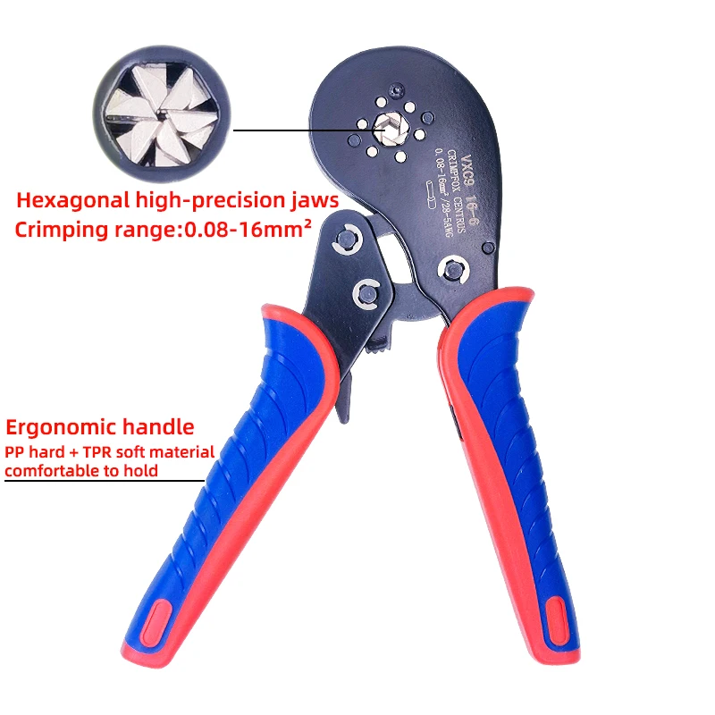 Tubular Terminal Crimping Tool 16-6 Wire Diameter 0.08-16mm²30-5AWG Mini Large-Size Terminal Pliers And Pin Terminal Kit