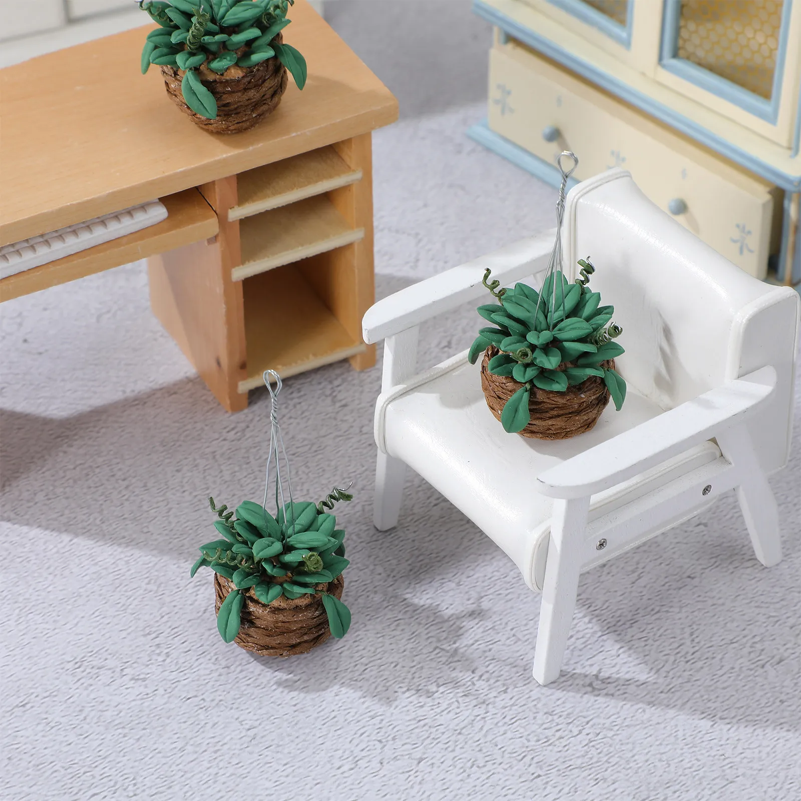 

Набор из 3 миниатюрных искусственных растений в горшках для кукольного домика, декор для микроландшафта, легкий вес