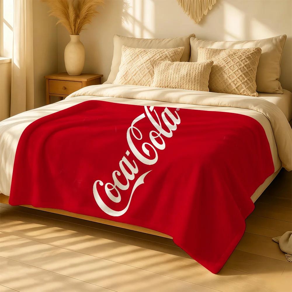 Cool C-CocaES Fashion C-Cola Blanket For Soft Warm Knee For Bedroom Living Room Bed Sofa Camping Picnic Office Gift