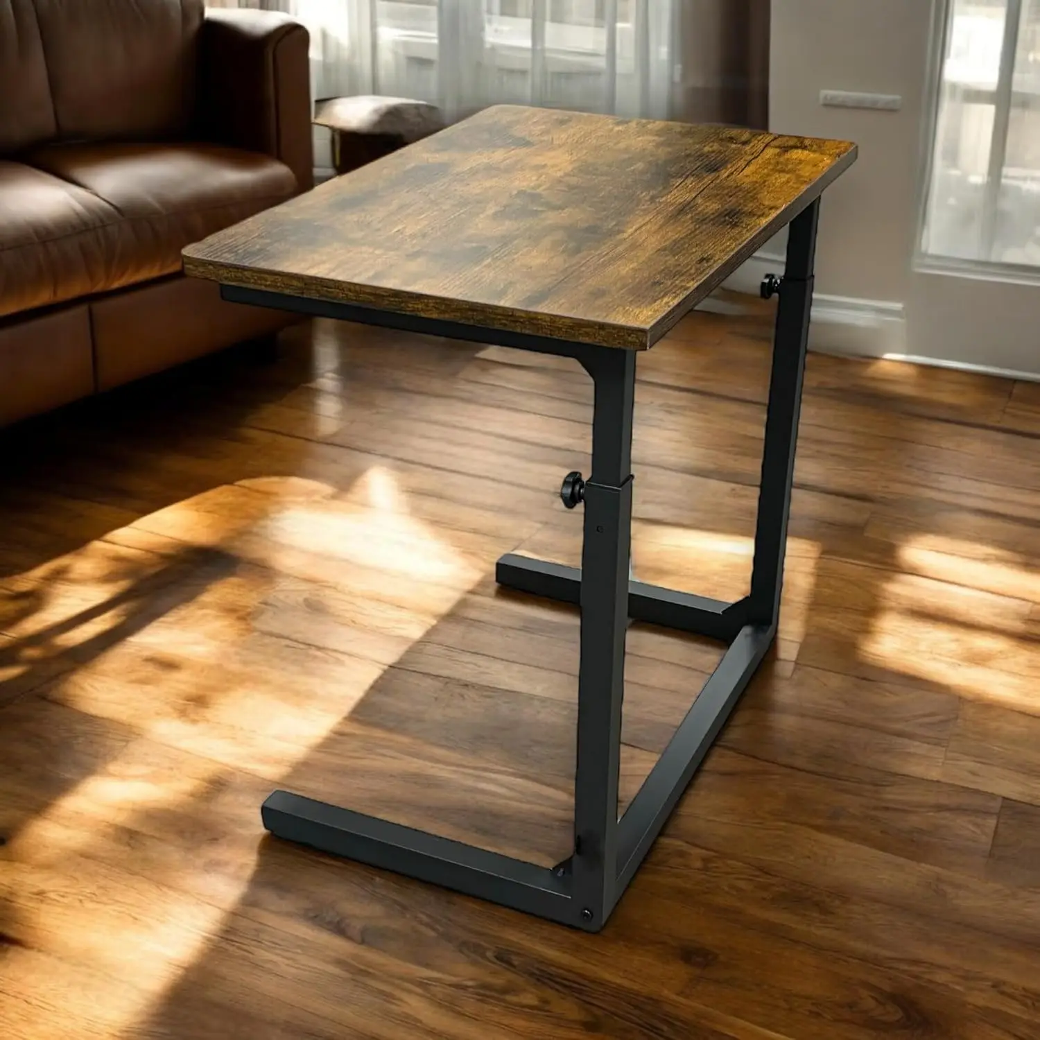 

Регулируемый C-образный приставной столик для дивана, подставка для ноутбука для дивана и кровати, цвет: рустик-коричневый