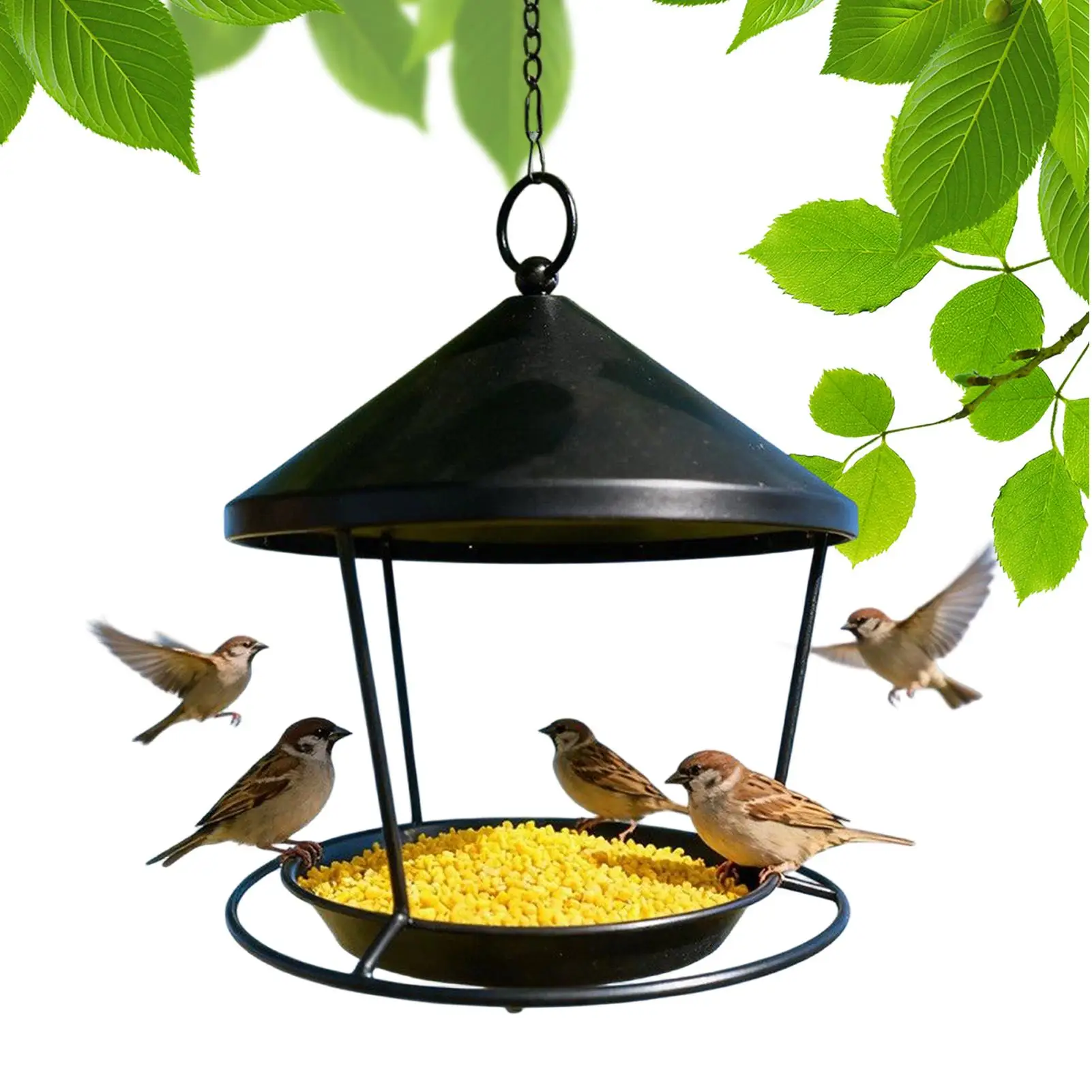 Outdoor Bird Feeder Hangable Metal Hummingbird Food Feeder Outdoor Garden Backyard Apartment Balcony Hangable Bird Food Bowl