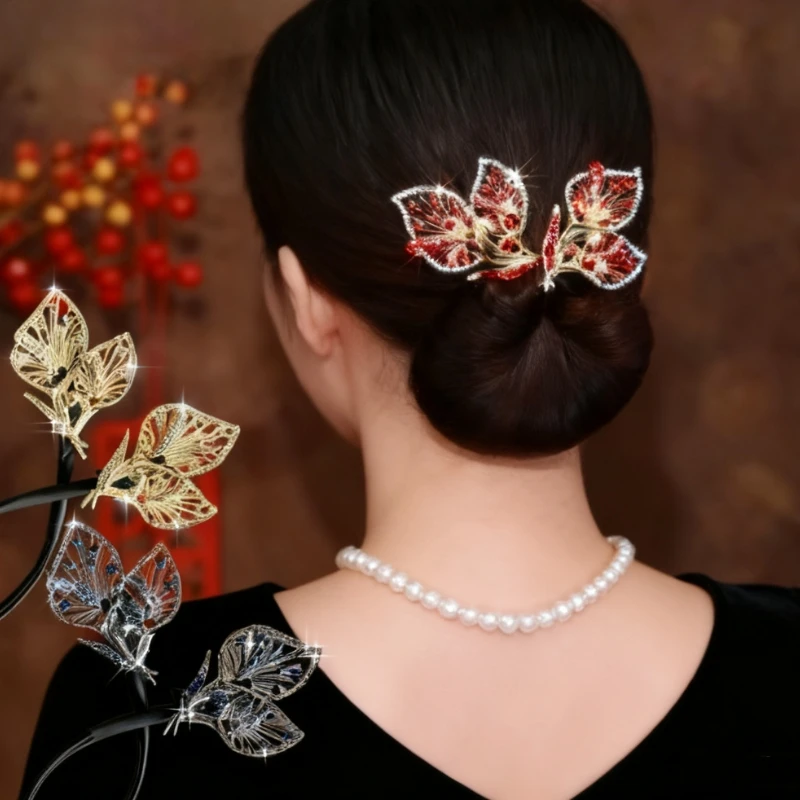 

Блестящая заколка для завивки бабочки, заколка для волос, хрустальные бигуди, изысканная темпераментная заколка для завивки волос, аксессуары для волос