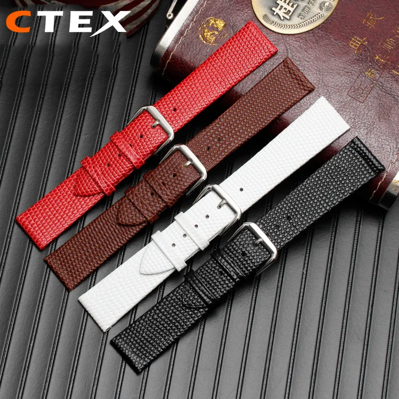 12mm 14mm 16mm  Watches band Lizard Pattern genuine leather watchband  womens watch strap thin charm bracelet red color