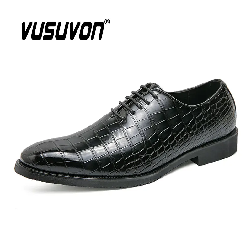 Size 38 To 46 Mens Oxford Shoes Casual Wing Tip Genuine Leather Luxury Fashion Lace Up Business Office Black Dress Flat for Boys