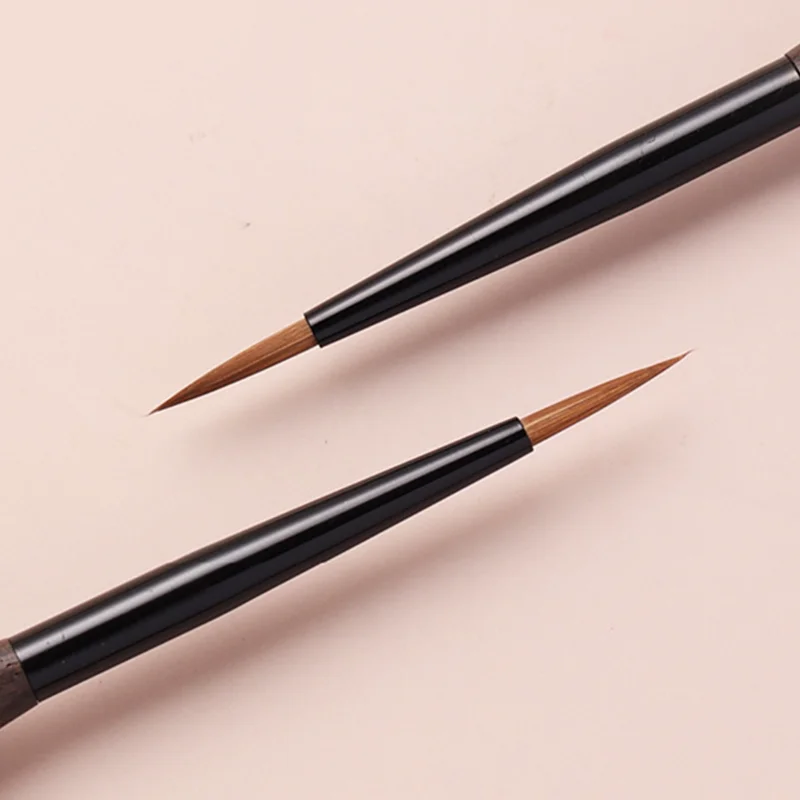 Pincel delineador de uñas Kolinsky con mango de sándalo, 1/2 piezas, bolígrafo para pintar uñas, pinceles de gel UV acrílico, herramienta de manicura de cristal, pincel para uñas