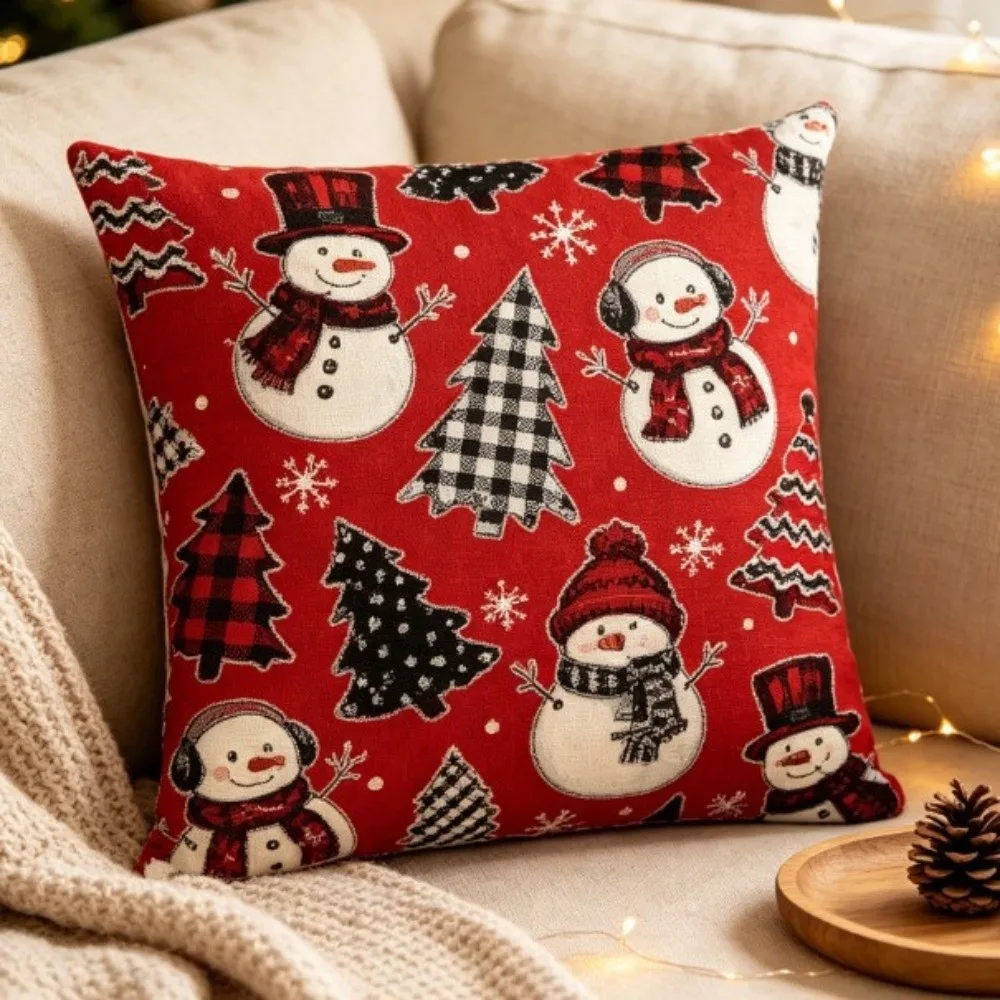 Snowflake 45cm 17in Christmas Pillow Covers Soft Comfortable Xmas Pillowcase Skin-friendly Cushion Cover Sofa