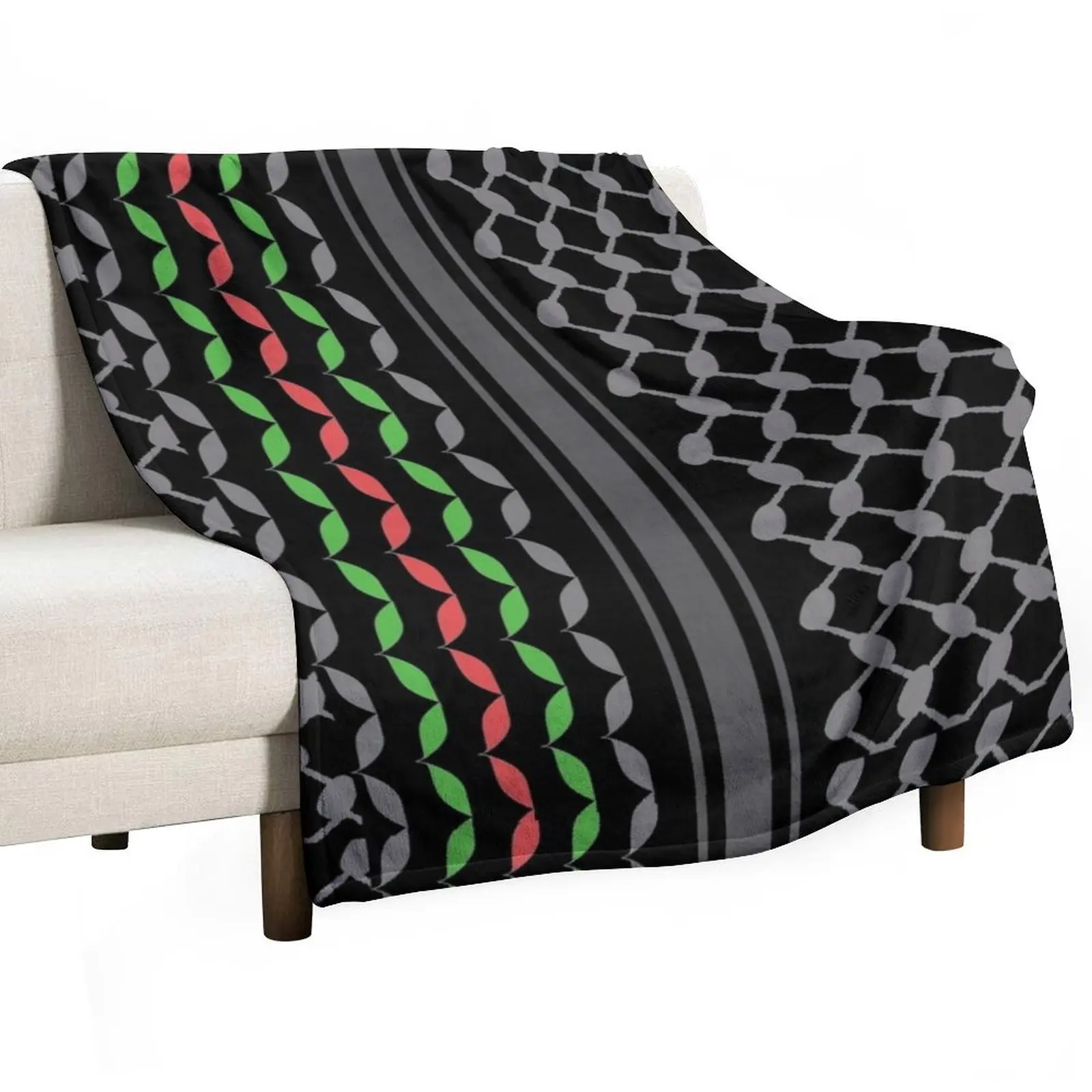 

Multi Colors Keffiyeh in Black Throw Blanket Decorative Sofa manga Sofas Single Blankets