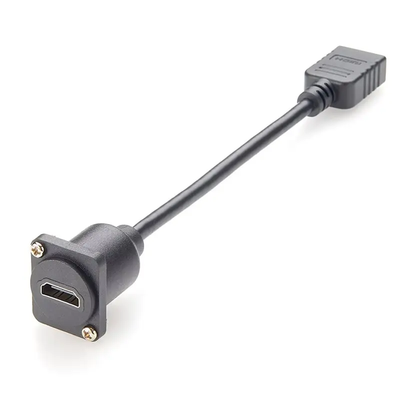 ABGI D Type Panel Mount Cable Male to Female Flange Mount Extender 1080P 1M for Car Truck RV Boat