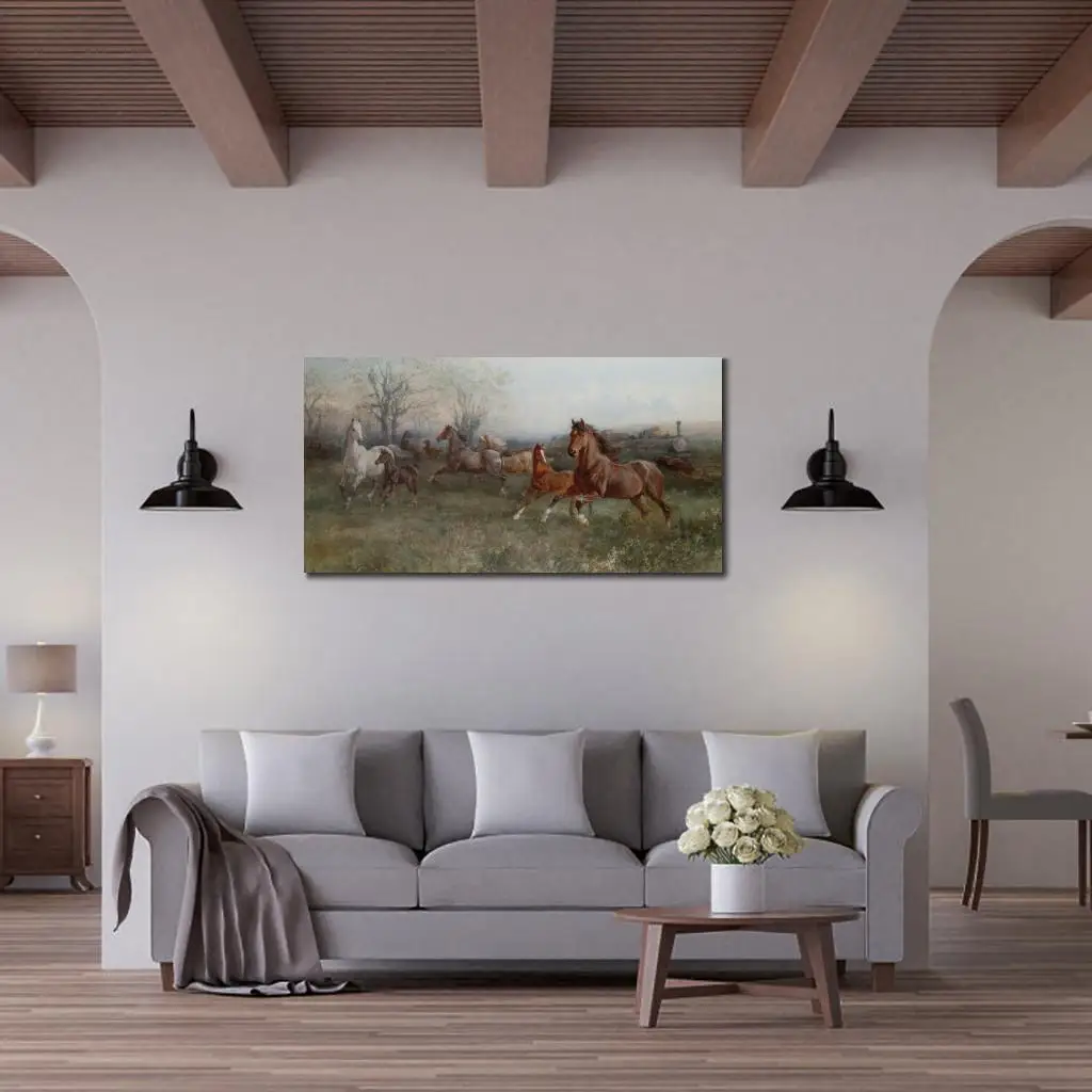 كبير قماش الفن تشغيل الخيول النفط اللوحة رسمت باليد المعيشة ديكورات للحائط Heywood هاردي المشهد الفني جودة عالية