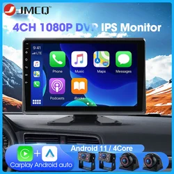 JMCQ 10 inch 1080P DVR Dahscam 4 Channels Video Recorder Wireless Carplay Android Auto IPS Monitor For Truck Bus Pickup Trailer