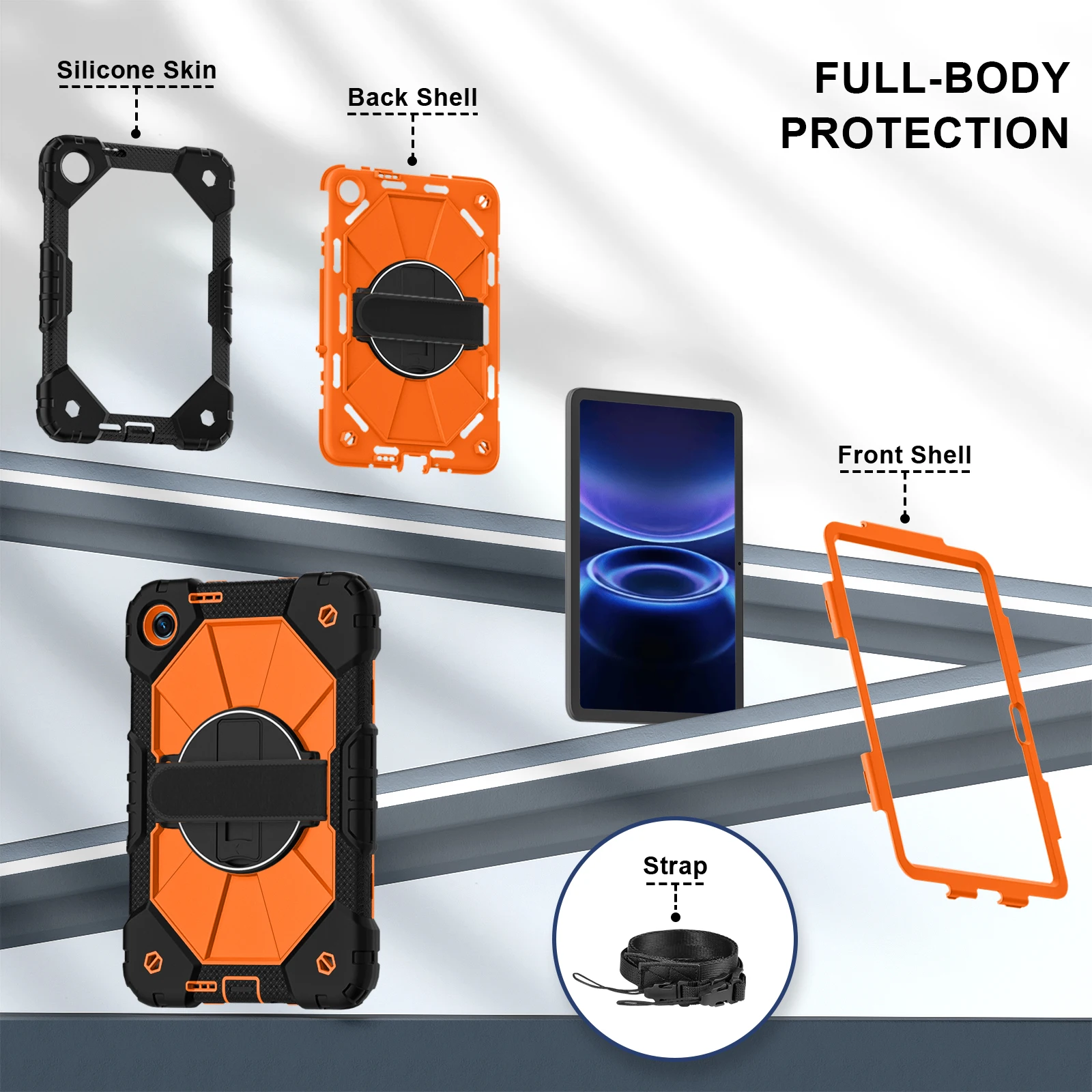 Tablet Case For Redmi pad 2 11 2025 Shockproof Cover Redmi pad 2 9.7 SE 9.72026 360 Rotation Stand Hand Shoulder Strap Funda