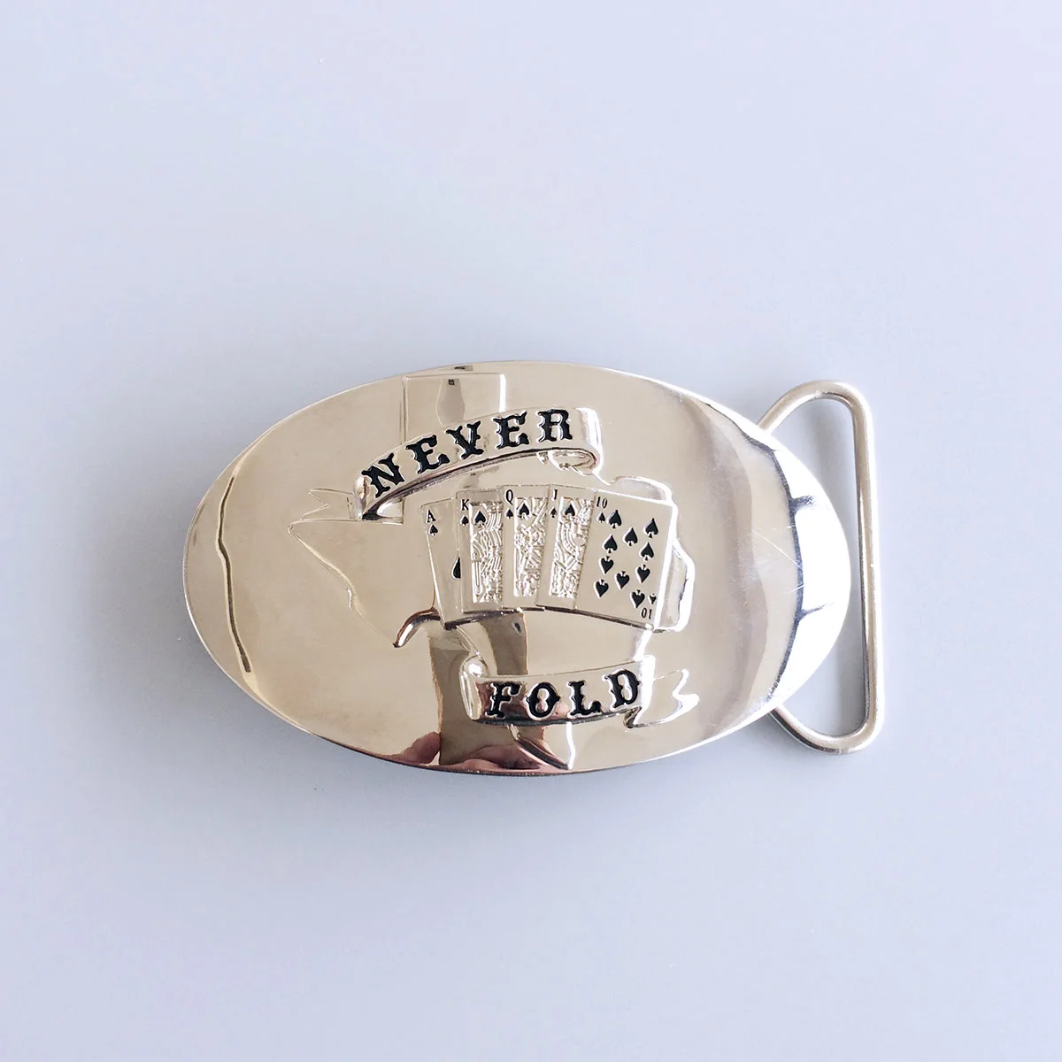 

Bright Silver Heavy Metal Oval Belt Buckle BUCKLE-CS029