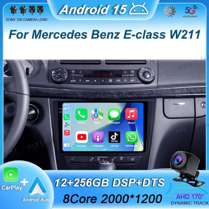

Android 15 Carplay Car Multimedia For Mercedes Benz E-class W211 E200 E220 E300 E350 E240 E270 E280 CLS CLASS W219 2 din Stereo