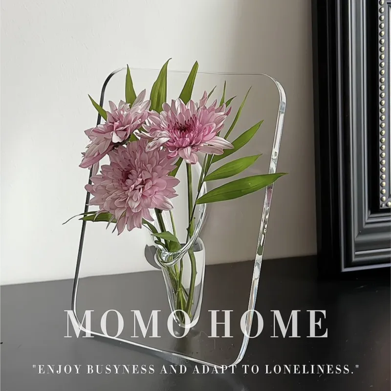 MOMO Home Scandinavian Ins Creative Art Photo Frame Vase Hydroponic Flower Arranger European Acrylic Photo Frame Vase