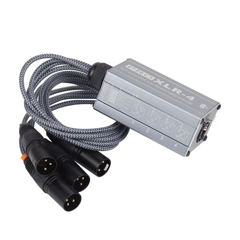 1Pair XLR Male/Female 4 Channel Snake 3Pin XLR/DMX To Ethercon RJ45 Cat5/Cat6 Ethernet Extender For Live Stage