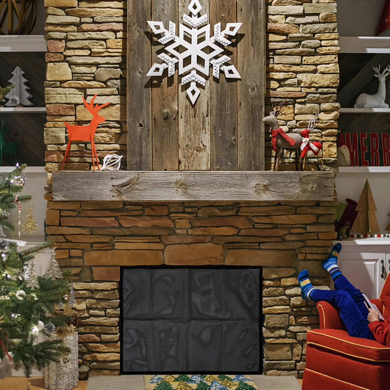 

1 set Fireplace Screen Mesh Curtain For Hearth Sparks Guard Flame Ash Mesh Screen For Fireplace Containment Panel Accessory