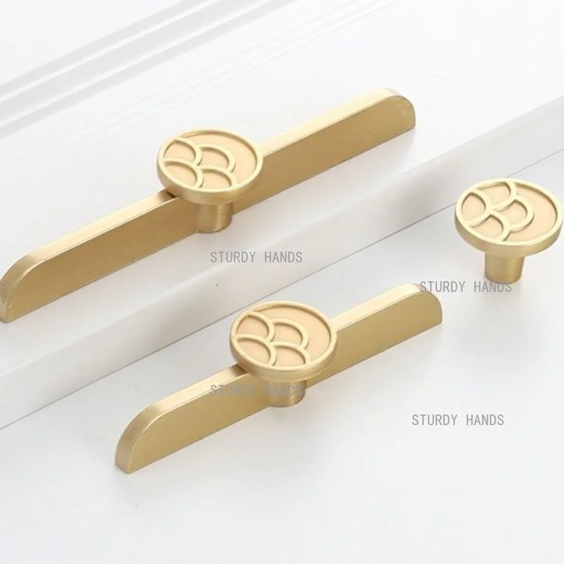 5PCS New Chinese style auspicious cloud shoe cabinet cabinet drawer Chinese style copper brushed cabinet door handle