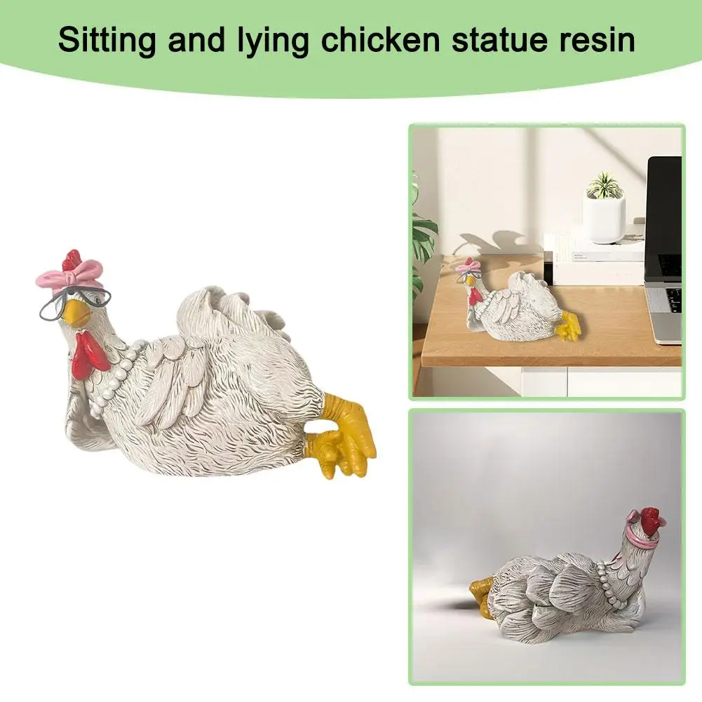 Funny Cock Hen Good Morning Resin Status Desktop Home Cute Gardening Rooster Stake Stakes Figurines Realistic Couple Chicke W1F3