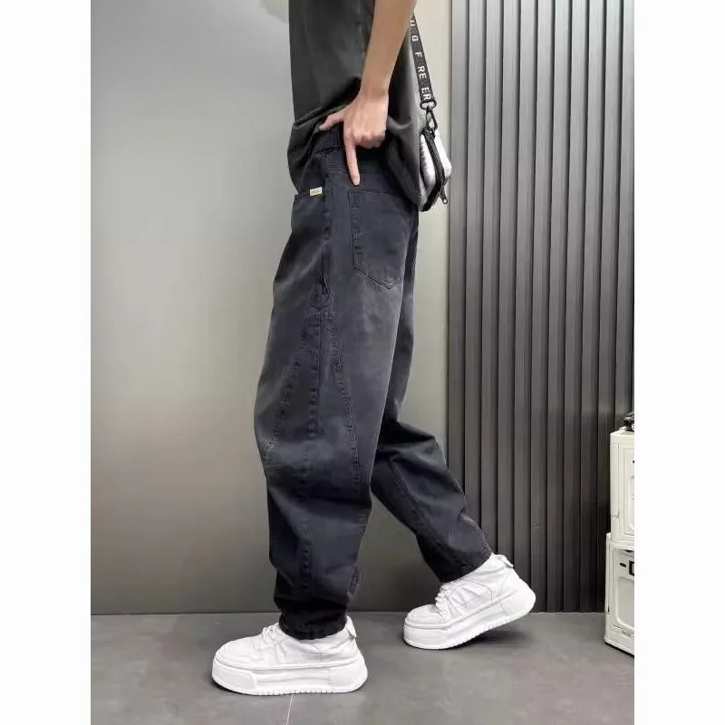 

Новые весенние мужские потертые повседневные свободные прямые джинсы с изогнутым вырезом в американском стиле ретро и модные мужские брюки в возрасте