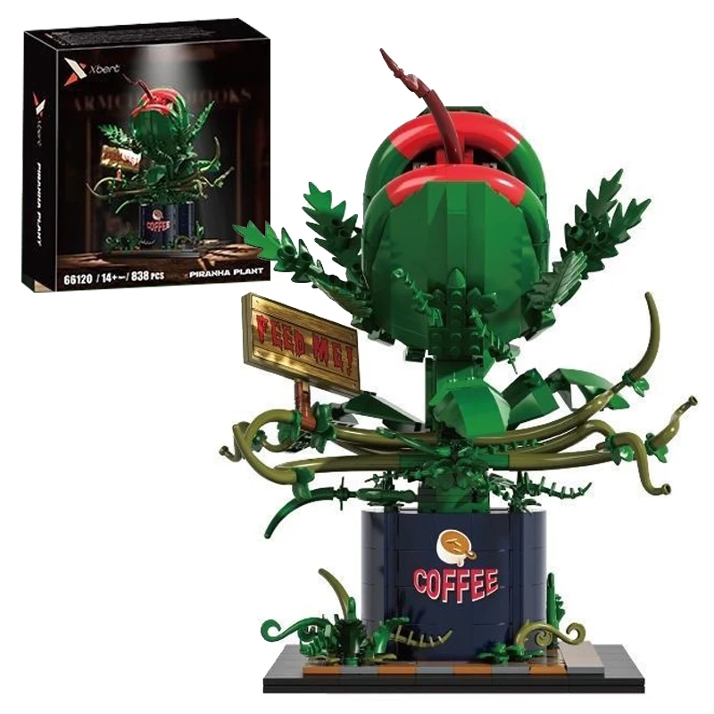 838PCS Piranha Plant Coffee Cup Building Blocks Set Potted Flowers Model DIY Desktop Ornaments Kids Holiday Gift Toys
