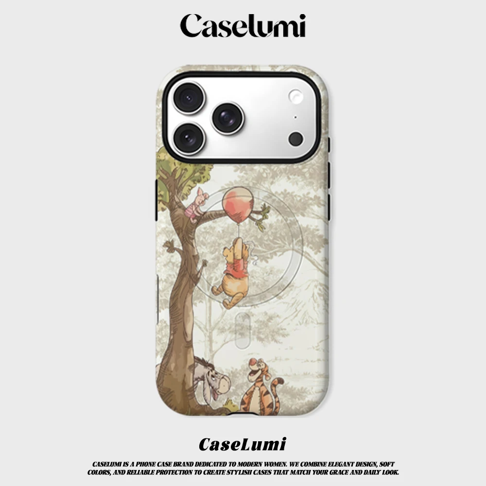 CaseLumi Matte Bumper für MagSafe Hülle für iPhone 17 16 15 14 Plus 13 Pro Max Stoßfeste Harte PC Winnie the Pooh Friends Schutzhülle – Detail 3