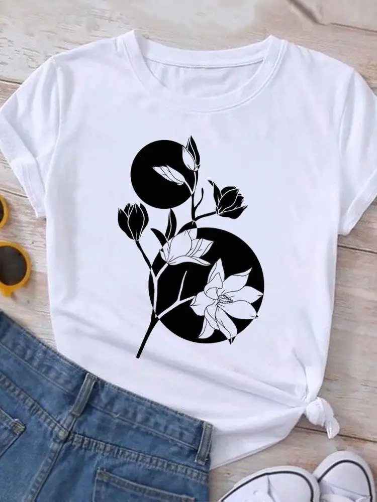 

T Shirt Clothing Tee Women T-shirt Short Sleeve Print Clothes Plant Style Trend Cute Tshirt Fashion Female Graphic Top
