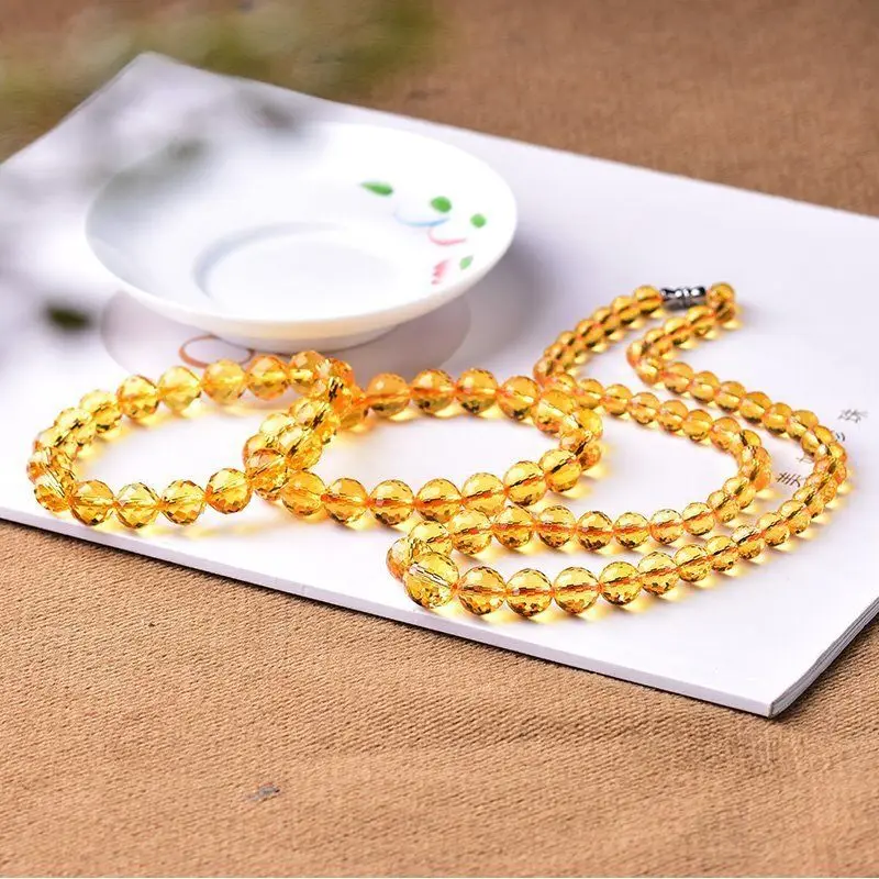 6A natural citrine round bead tower chain transfer jewelry couple model