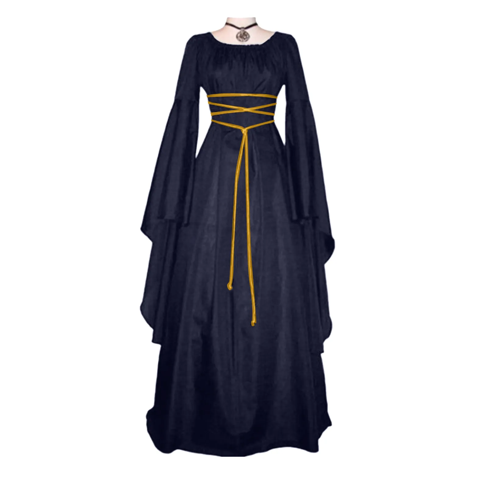 Vestido Medieval gótico de manga larga para mujer, traje de Reina renacentista, estilo oscuro, Retro, elegante, para fiesta de Halloween